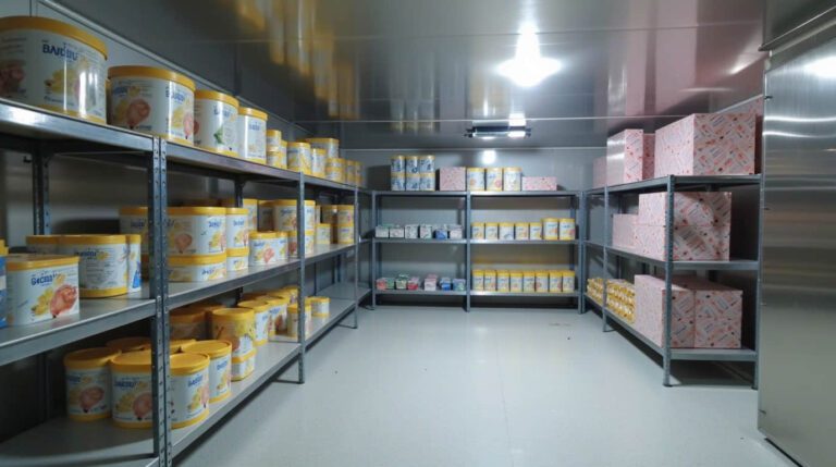 Ice cream freezer room interior for frozen dessert cold storage applications