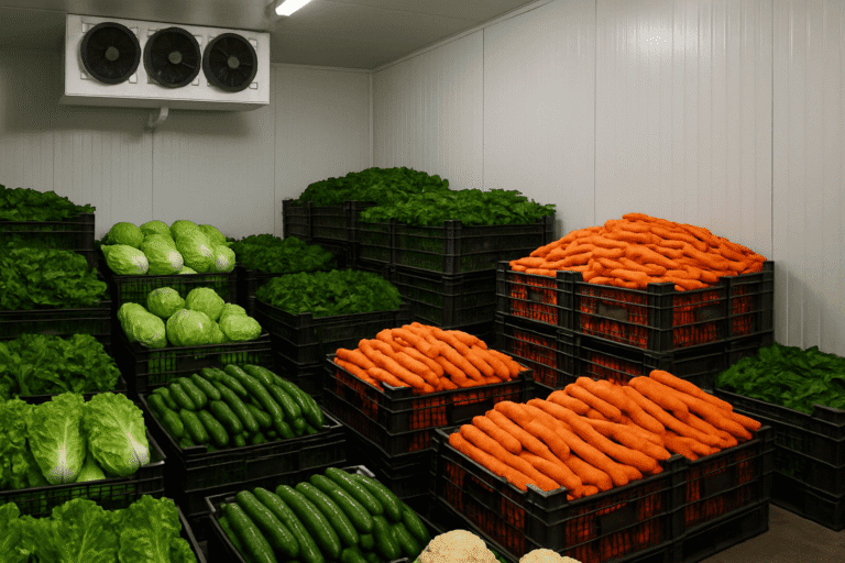 Vegetable cold room for fresh produce storage and refrigeration preservation