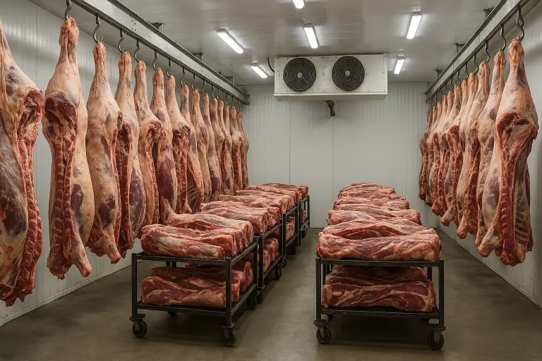 Industrial cold room storage interior for temperature controlled warehouse applications
