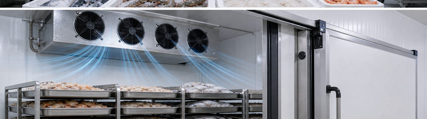 blast freezer installation detail with insulated panels and refrigeration equipment