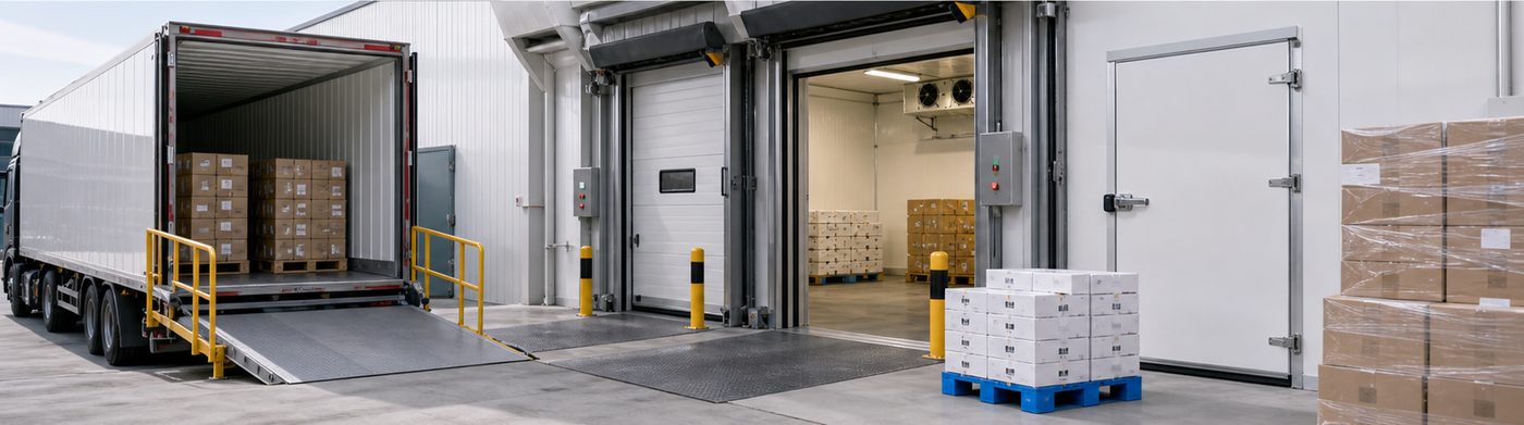 cold chain logistics installation detail with insulated panels and refrigeration equipment