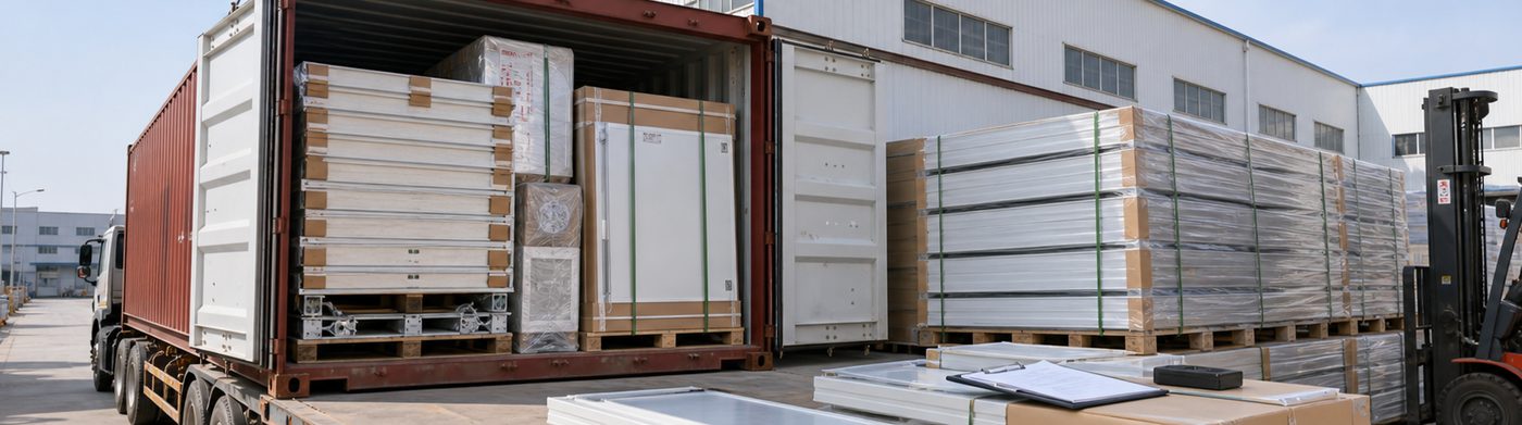 cold room manufacturer installation detail with insulated panels and refrigeration equipment
