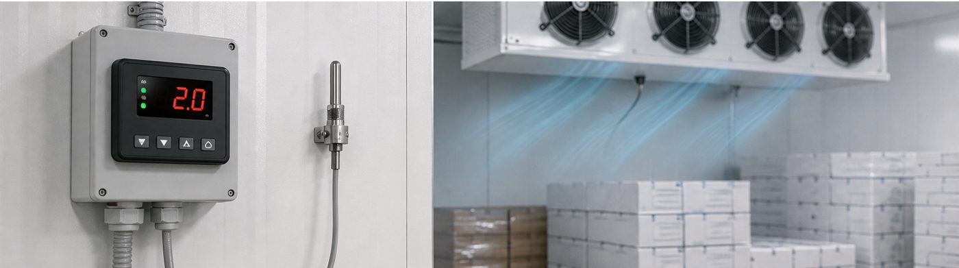 cold room temperature installation detail with insulated panels and refrigeration equipment