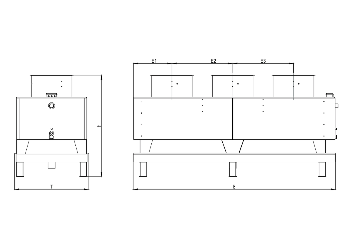 Floor standing air cooler dimensions and installation drawing