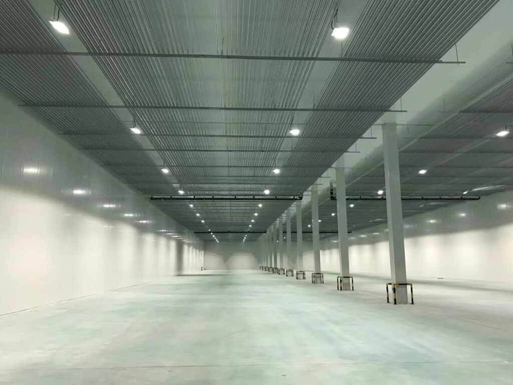 Large Cold Storage Hall with Ceiling Pipe Evaporators project installation