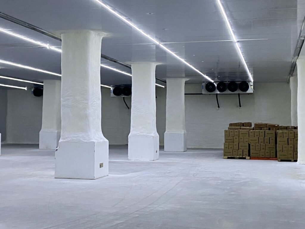Columned Cold Storage Hall with Air-Cooled Units