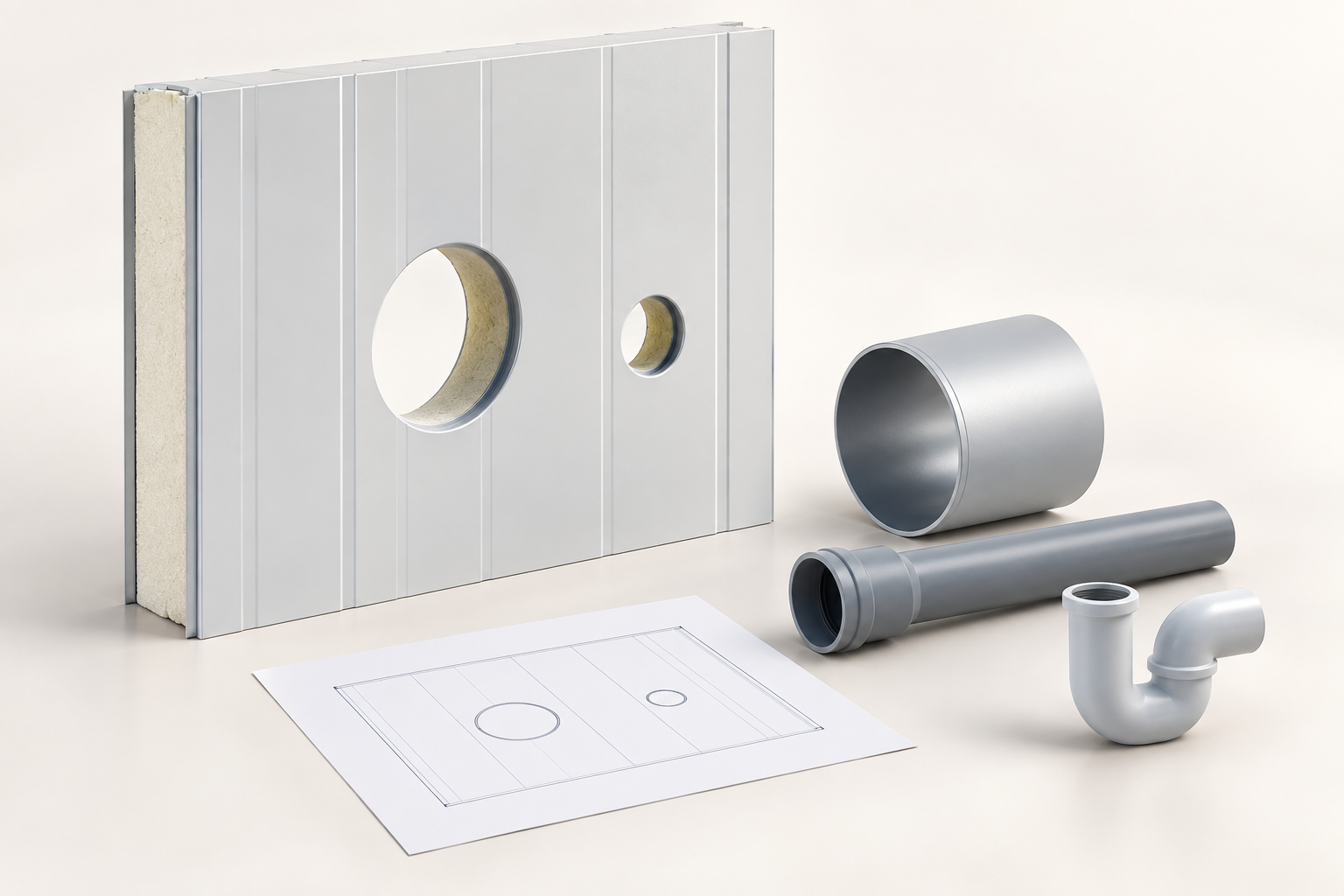 Concept illustration of a service penetration and its inspection record.