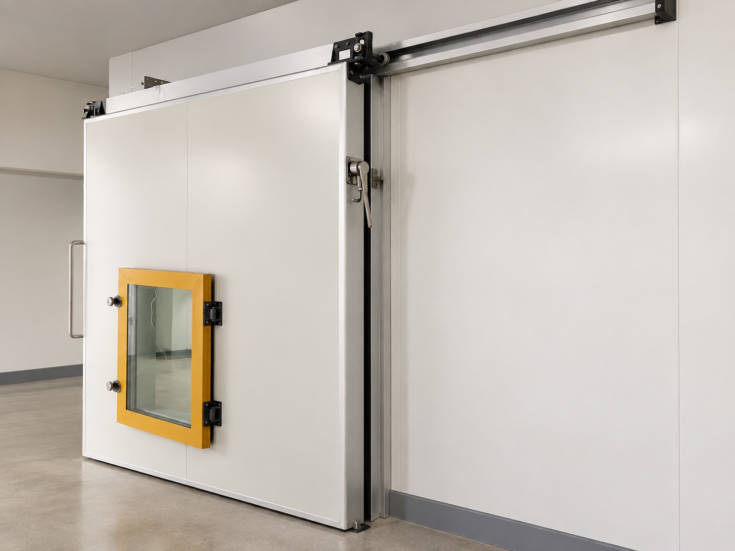 Door leaf and frame with an observation hatch